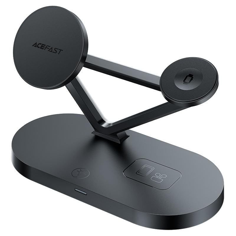 ACEFAST Wireless Charger Desktop Holder E9 3-in-1 Magnet Stand Charging Station for iPhone 15/14/13/12 Series + Smart Watch + Earbuds, with Total Output up to 45W, Dimmable night lamp