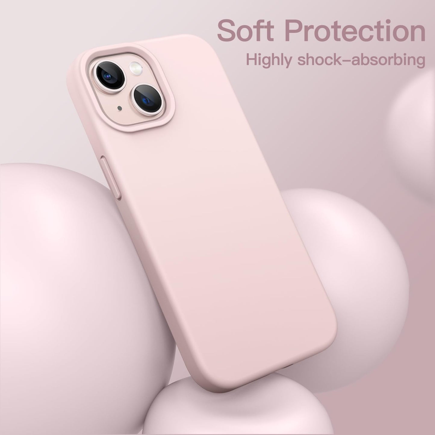 JETech Silicone Case for iPhone 13 6.1-Inch, Silky-Soft Touch Full-Body Protective Phone Case, Shockproof Cover with Microfiber Lining (Pink)