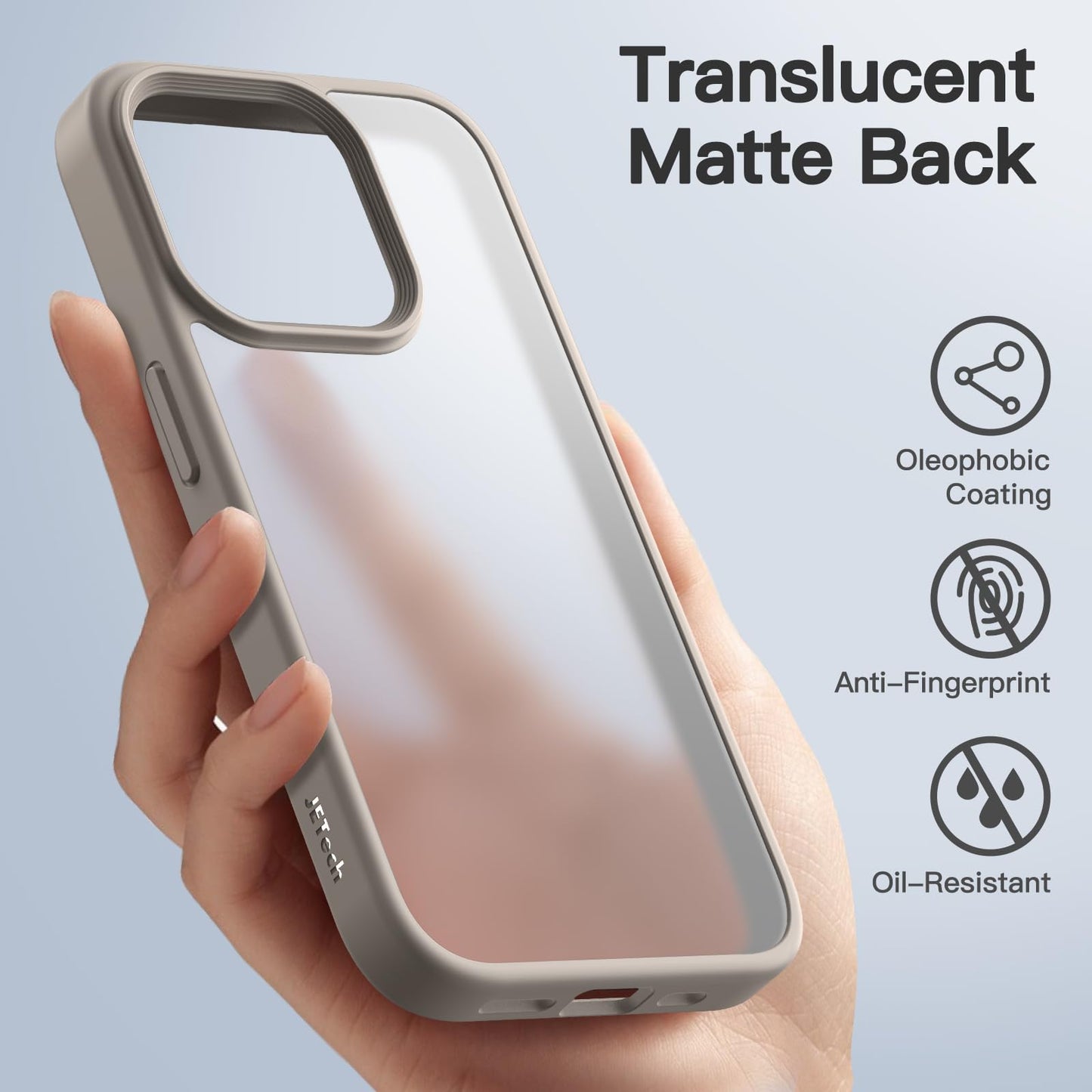 JETech Matte Case for iPhone 15 Pro 6.1-Inch, Shockproof Military Grade Drop Protection, Frosted Translucent Back Phone Cover, Anti-Fingerprint (Natural Titanium)