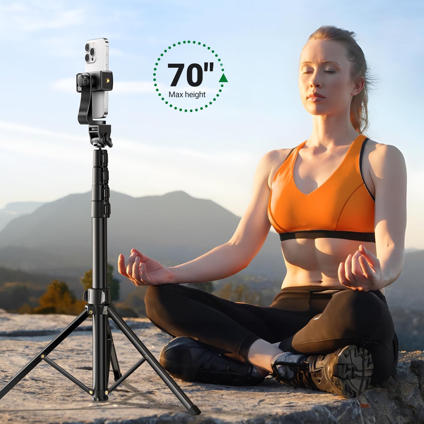 UGREEN 70" Cell Phone Selfie Stick Tripod,Smartphone Tripod Stand All-in-1 with Wireless Remote,100% All Aluminum Stick & Legs, Lightweight, Phone Tripod for All Smartphone GO Pro,Digital Camera