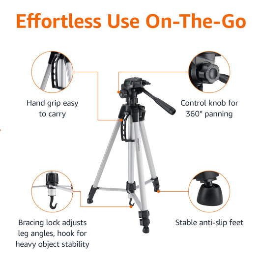 Amazon Basics 152.4-cm Lightweight Tripod With Bag, Black