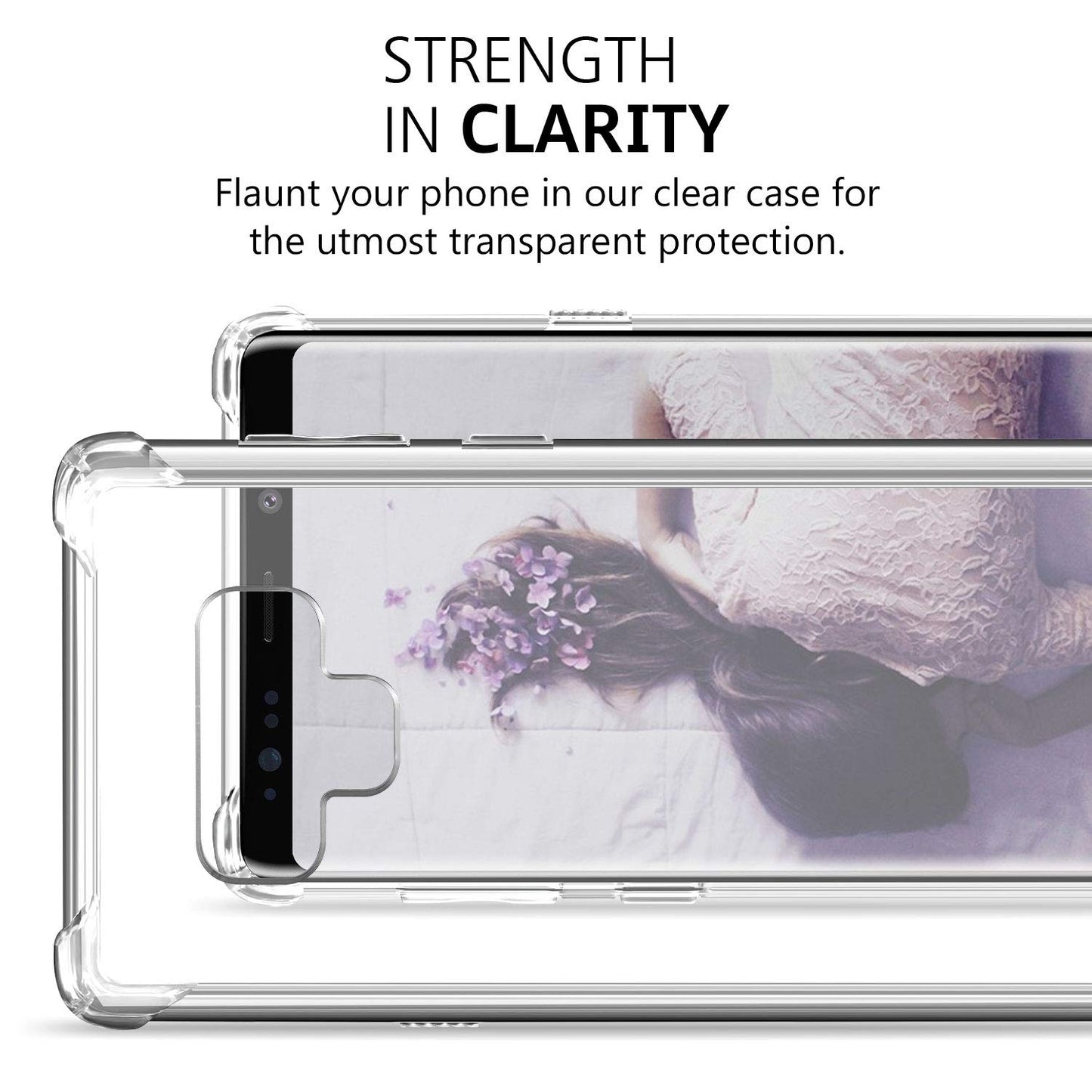 Samsung Galaxy Note 9 Case,Clear Note 9 Case Shockproof TPU Bumper Cases Non Slip Scratch Resistant PC Hard Back Protective Case Cover for Galaxy Note 9 SAN-180027