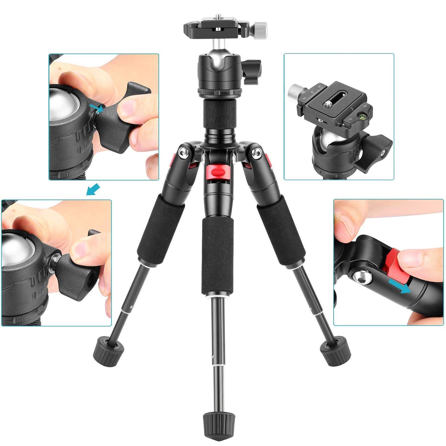 Neewer Portable Desktop Mini Tripod - Aluminum Alloy 20 inches/ 50 centimeters with 360 Degree Ball Head, 1/4 inch Quick Shoe Plate for DSLR Camera Video Camcorder, Load up to 11 pounds/5 kilograms