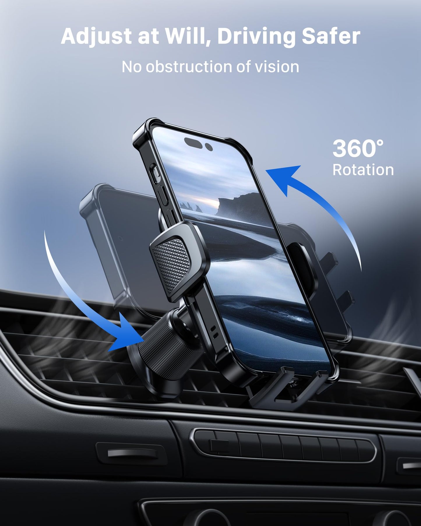 YOSH Car Phone Holder, 2024 Air Vent Phone Holder for Cars, iPhone Car Holder Double Lock Metal Hook, Super Stable Big Phone Friendly for iPhone 15 14 13 12 11 Pro Max Samsung S23 S22 S21 Pixel etc