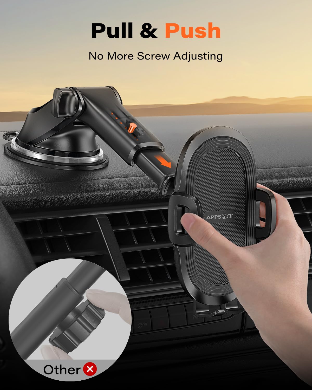 APPS2Car Car Phone Holder Car Holder Mobile Universal 360 Mobile Stand for Car Dashboard Windshield Compatible for 4.7-6.8 iPhone 15/14/13 series Samsung and More