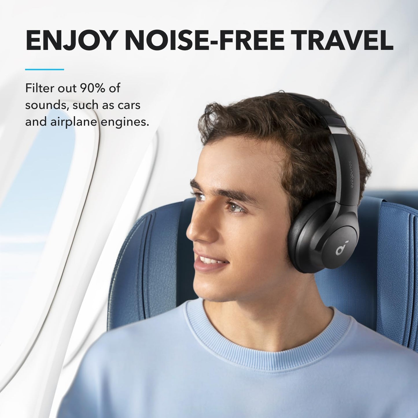 soundcore by Anker Q20i Hybrid Active Noise Cancelling Headphones, Wireless Over-Ear Bluetooth, 40H Long ANC Playtime, Hi-Res Audio, Big Bass, Customize via an App, Transparency Mode, Ideal for Travel