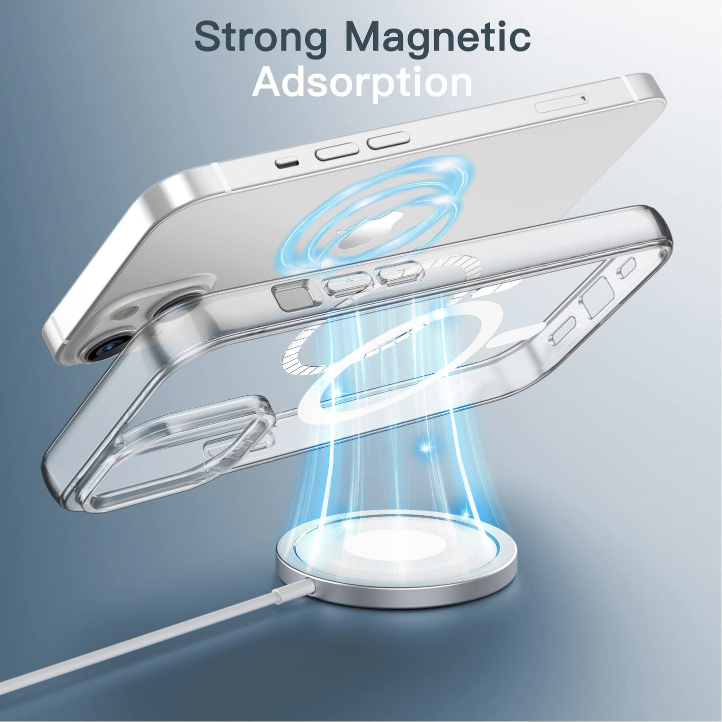 JETech Magnetic Case for iPhone 14 6.1-Inch Compatible with MagSafe Wireless Charging, Shockproof Phone Bumper Cover, Anti-Scratch Clear Back (Clear)