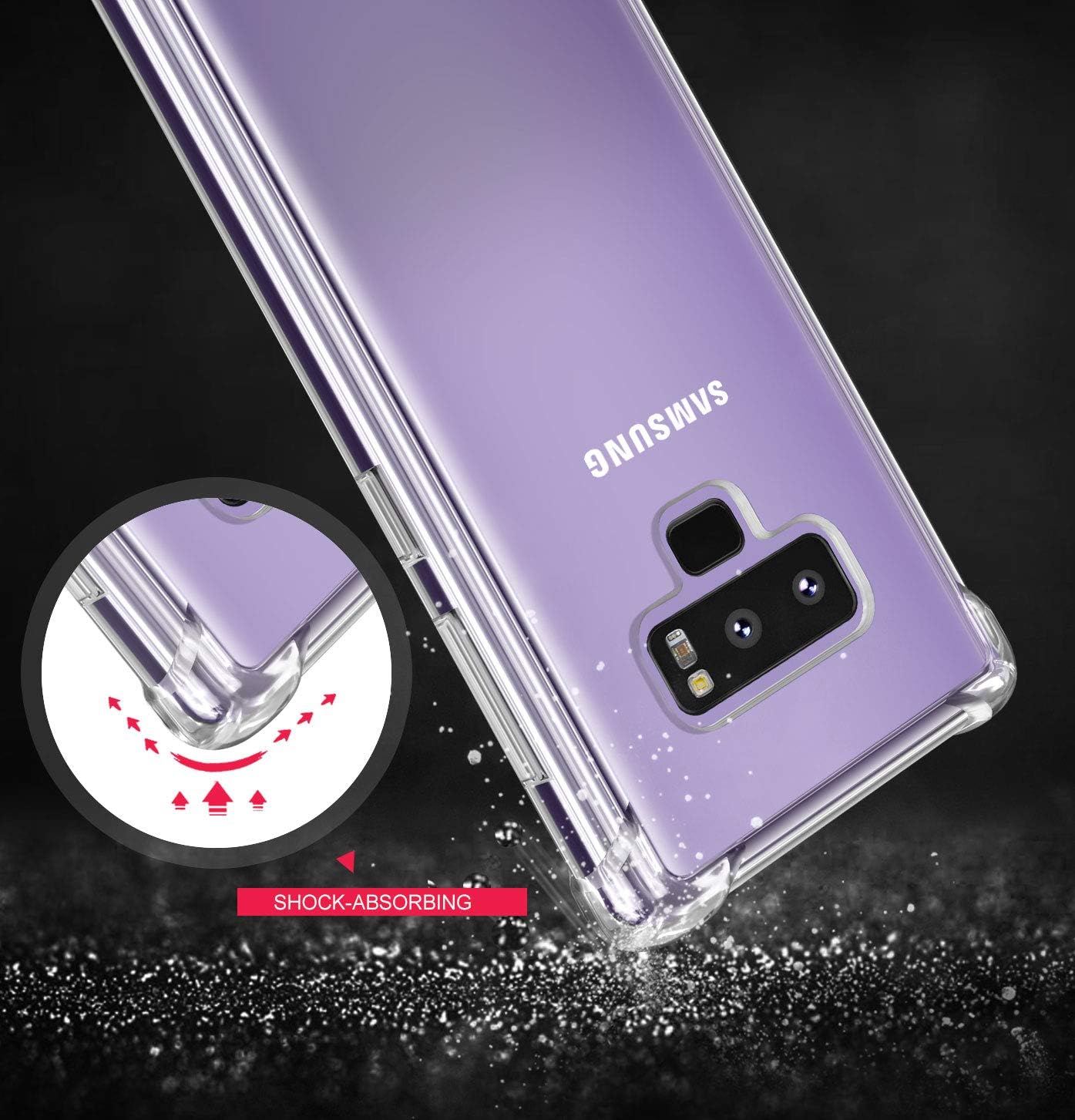 Samsung Galaxy Note 9 Case,Clear Note 9 Case Shockproof TPU Bumper Cases Non Slip Scratch Resistant PC Hard Back Protective Case Cover for Galaxy Note 9 SAN-180027