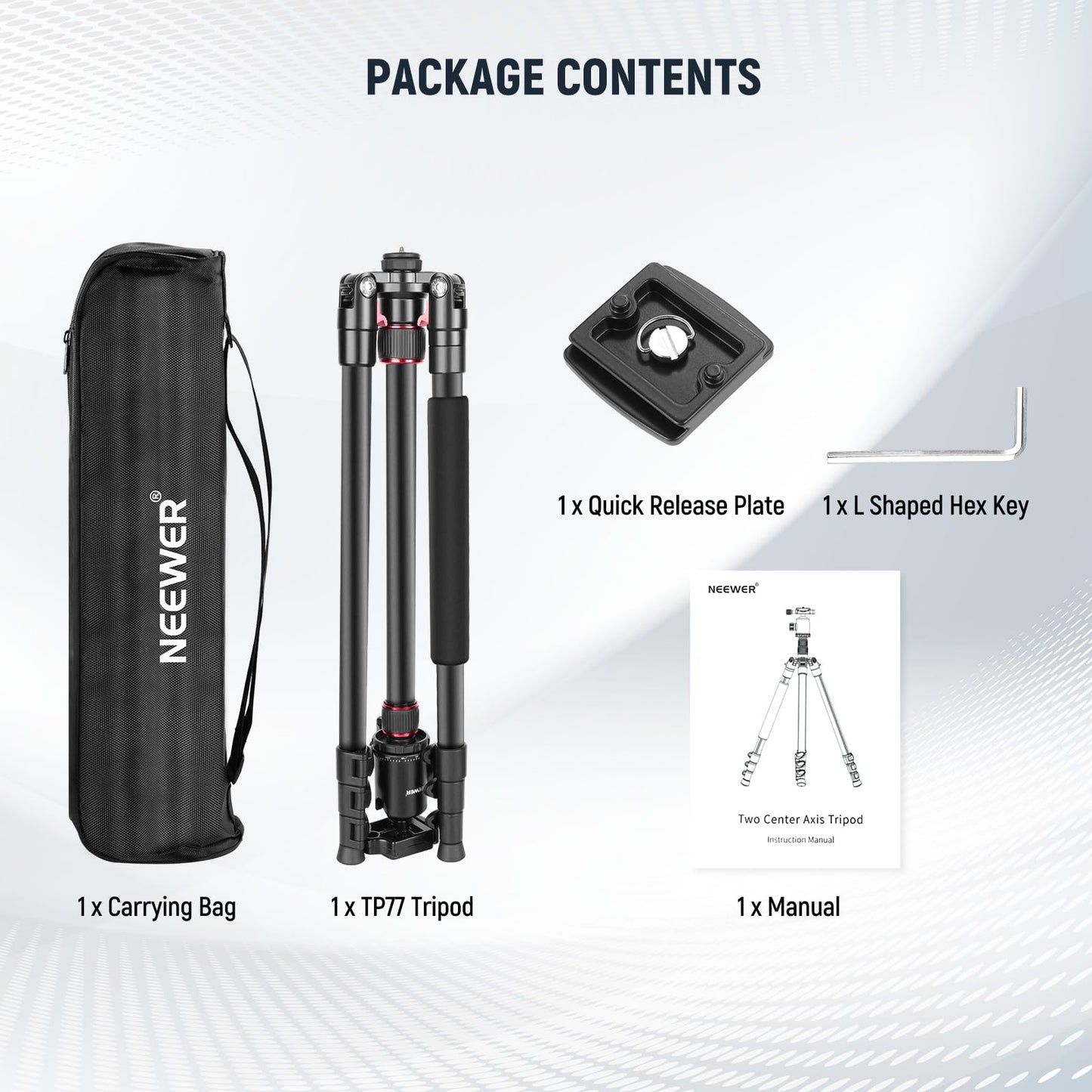 Neewer 77-Inch Tripod, Camera Tripod for DSLR, 2-in-1 Compact Aluminum Tripod Monopod with 360 Degree Ball Head, 2 Center Axis, QR Plate and 8 Kilograms Load for Travel and Work, Carry Bag Included